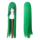 Peruca Verde Lisa Longa 100cm Anime Cosplay Wig Halloween