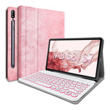 Funda Rosa Soporte Teclado Para Samsung Galaxy Tab S7/s8