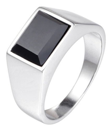 Anel Pedra Onix Natural Elegant Masculino Homem Aço Titânio