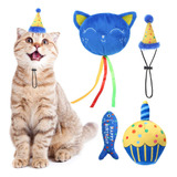 Juguetes De Cumpleaños Para Gatos Con Sombrero Y Pastel