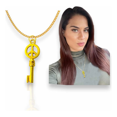 Collar Llave De Amor Y Paz Oro Laminado Dorado