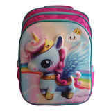 Mochila Espalda Unicornio Escolar 17  3d Nena Colegial 