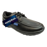 Zapato Escolar Croydon Cuero Negro Calzado Colegial Colegio
