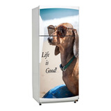 Vinilo Decorativo Heladera 50x100cm Perro Salchicha Life