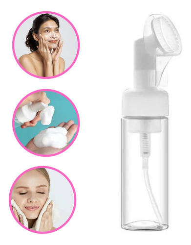 Frasco Espumador Escova De Silicone Limpeza Facial Pump
