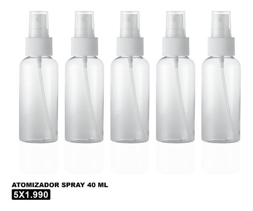 Pack 5 - Botella Plástica Rociador Spray - 40 Ml