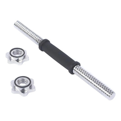 Barra Reta Olímpica Liveup Sports 40cm Emborrachada Prateada Aço Prata