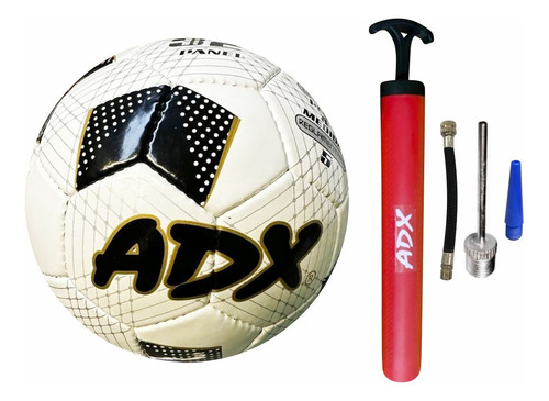 Balon Futbol #5 Cosido-mano Peso 430g C/bomba,caja P/regalo Color Blanco Con Oro Y Negro