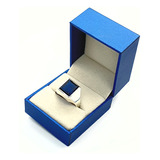 Anillo De Hombre Plata 925 De Moda Gema Zafiro 10x12mm