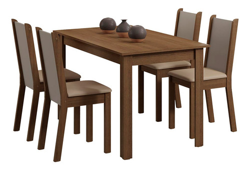 Juego De Comedor Vekka 4 Sillas Clásico Rectangular 136cm