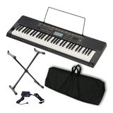 Combo Teclado Casio Ctk 3500 Con Funda + Soporte Y Fuente