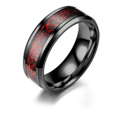 Anel Masculino Tungstenio Dragon Vermelho