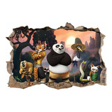 Vinilos Efecto 3d Pared Rota Kung Fu Panda - 1.50mx1m