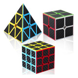 Paquete 3 Cubos Rubik 2x2 3x3 Pyramid Z Cobra Fibra Carbono