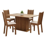 Juego Comedor Madesa Luana Mesa Tapa Madera Con 4 Sillas M/p Color Marrón