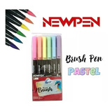 Caneta Ponta Pincel Brush Pen 6 Cores Pastel - Newpen