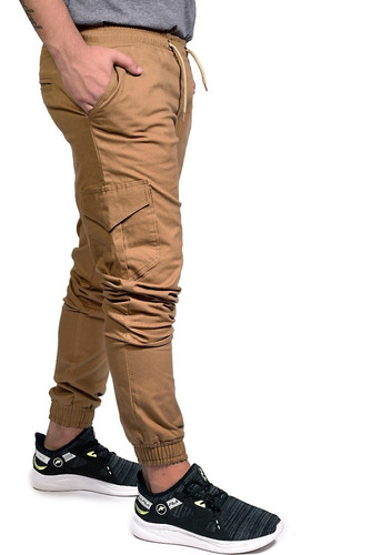 Pantalon Cargo Jogger Gabardina Chupin Elastizado Con Puño