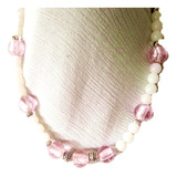 Collar Murano Rosa Y Perlas, Diseño De Autor