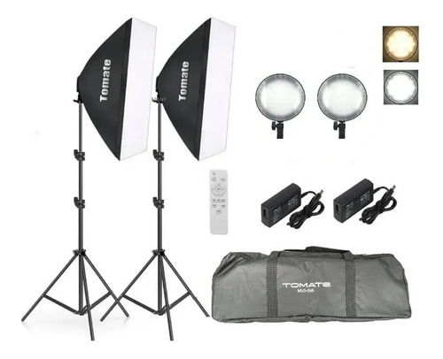 Kit Soft Box Led Dimmer Cor E Luz Estúdio Completo Fonte Biv