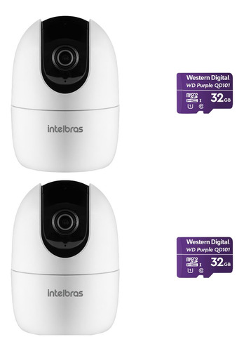 Kit 2 Câmeras Wi-fi 360° Cartão Memória 32gb Im4 C Intelbras