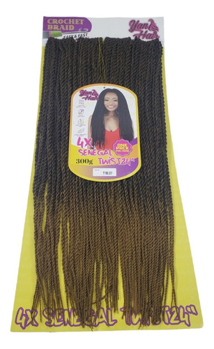 Cabelo Sintético Senegal Twist Crochet Braid Fecha A Cabeça Cor Preto Com Mel