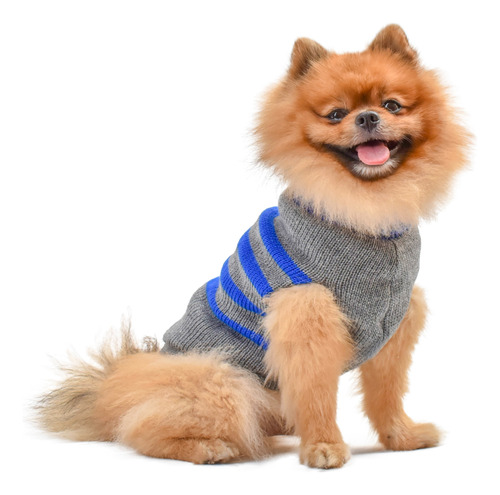 Sweater Tejido. Abrigo Para Mascotas. Azul. Kaspet