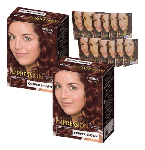 Henna Natural Tinte Cabello 12 Sobres Sin Amoníaco 8 Colores