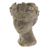 Maceta De Cemento Con Cabeza De Estatua Femenina Estilo Grie