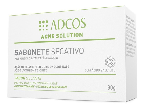 Sabonete Secativo Acne Solution Adcos Pele Acneica - 90g