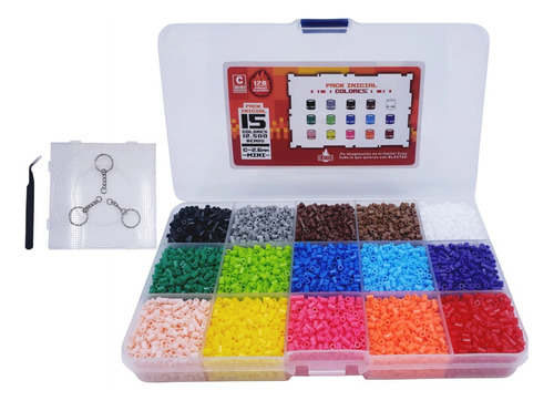 Pack 5mm Hama/perler/arktal Beads 15 Colores Con Accesorios