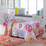 Colcha Infantil Teen Cobre Leito Solteiro 2 Peças Patchwork Cor Coração