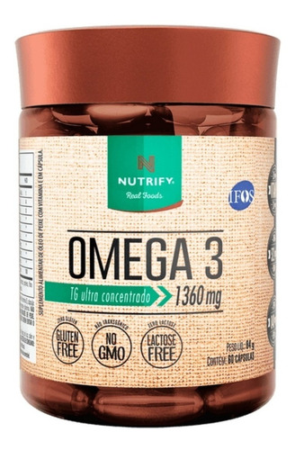 Ômega 3 Tg - 1360mg - 520mg Dha - 840mg Epa Nutrify 60 Cáps 