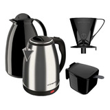 Kit Café Chaleira Elétrica 110v Garrafa 650ml Filtro Coador