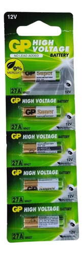 Pack Batería Alcalina 27a Gp 12v X5 Unidades Alarma Vehículo