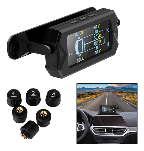 Coche Rv Camión Tpms Digital Lcd Sistema De Monitoreo De