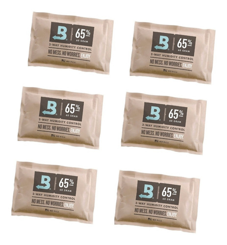 6 Sobres Boveda Pack 65% 60gr Control Humedad 2 Vias 