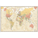 Mapa Mundi Retrô Vintage Adesivado Mundo 62cm×92cm