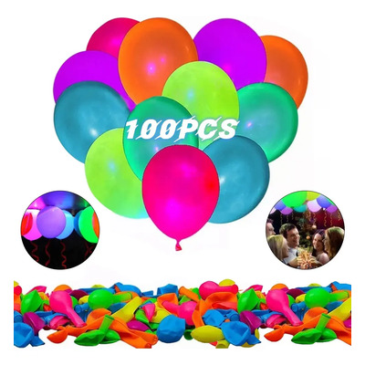 Pack 100 Globos Neón Para Fiestas Flúor Fluorescente Uv | Meses sin interés