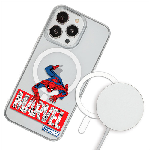 Funda Para iPhone Magsafe Marvel Spiderman Con Nombre