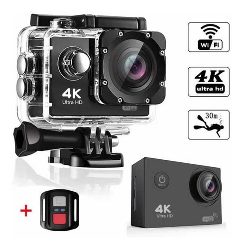 Kit Câmera Sports 4k Com Controle S/fio E Suporte De Cabeça