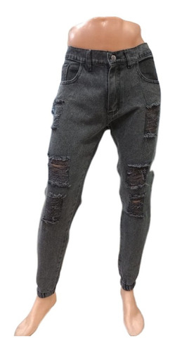 Pantalon Jogger Mom Hombre De Jean Rigido 38 Al 48 Con Puño