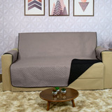 Capa De Sofa Impermeável 4 Lugares Cinza-preto