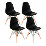 Conjunto 4 Cadeiras Charles Eames Eiffel Concha Fixa - Preto