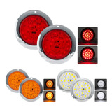 Par Plafon 24 Led Redondo Camion Cuarto Estrobo Stop 12-24v