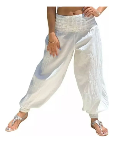 Pantalón Bambula Mujer Hindú Yoga Cintura  Elástica Puño
