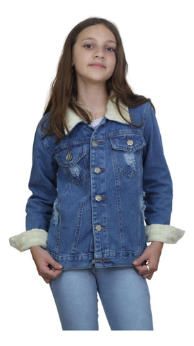 Jaqueta Jeans Feminina Infantil Menina Tendencia De Pelinho