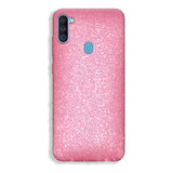 Capa Capinha Case Cintilante Glitter Rosa A11 + Película 3d