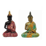 Set De 2 Figura Decorativas Budas Thai  Meditando/ Runn