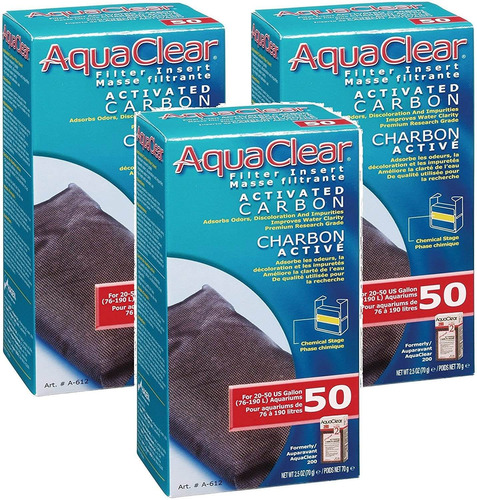 Aquaclear - Paquete De 3 Carbón Activado De 2.4 Onzas