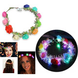 Vincha Flores Hippie X 10 Led Tiara Corona Hawaiana Luminosa